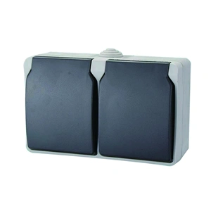 Földelt 2db aljzat kültéri, falon kívüli, IP54, 16A, AQUATOP 9872H