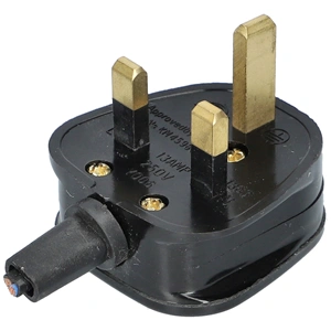 Földelt dugvilla 13A  (bontott, fekete) ( ANGOL )  