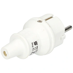 Földelt lengő dugvilla egyenes kábelvezetéssel, gumi, IP44, 16A, fehér