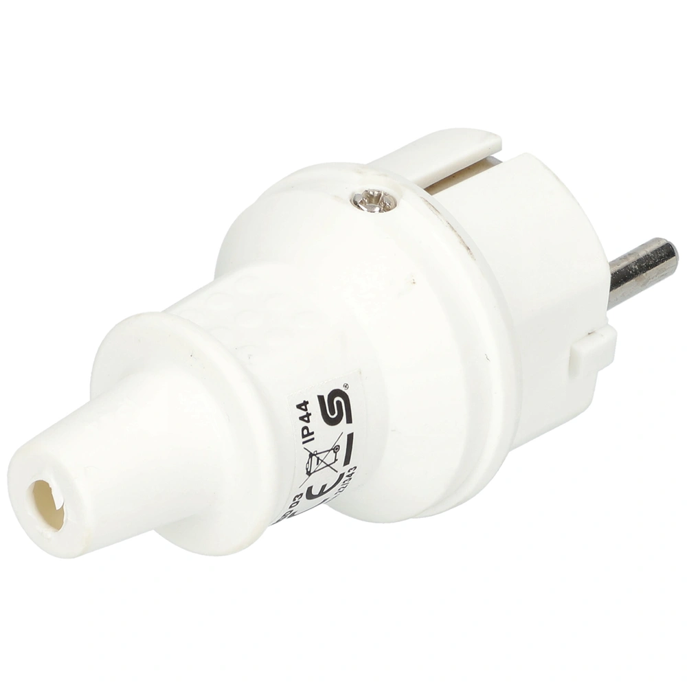 Földelt lengő dugvilla egyenes kábelvezetéssel, gumi, IP44, 16A, fehér