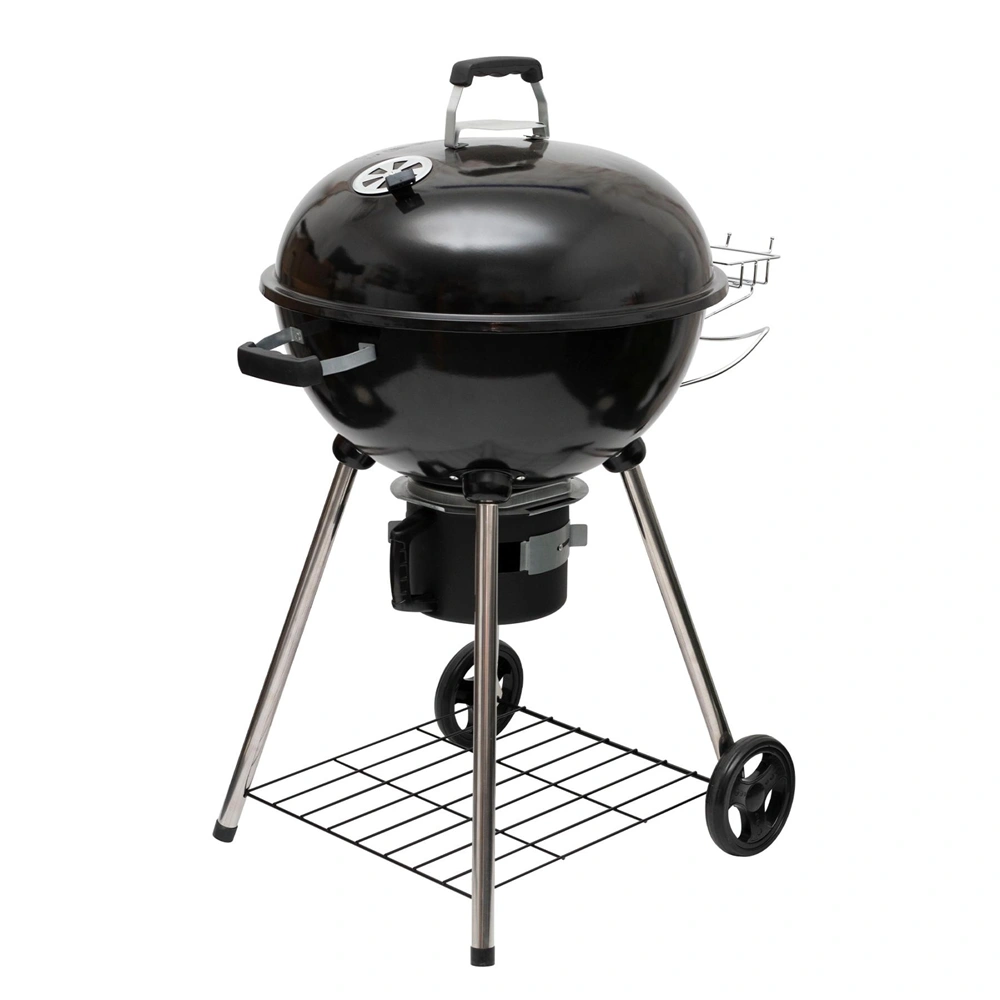 Gömbgrill, faszén, faszénbrikett, nyitható fedél, krómozott acél rostély, galvanizált acél széntartó, HOME GR03