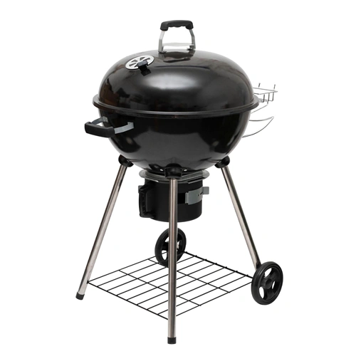 Gömbgrill, faszén, faszénbrikett, nyitható fedél, krómozott acél rostély, galvanizált acél széntartó, HOME GR03