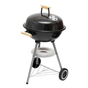 Gömbgrill, faszén, faszénbrikett, nyitható fedél, krómozott acél rostély, rozsdamentes hamugyűjtő tálca, HOME GR02