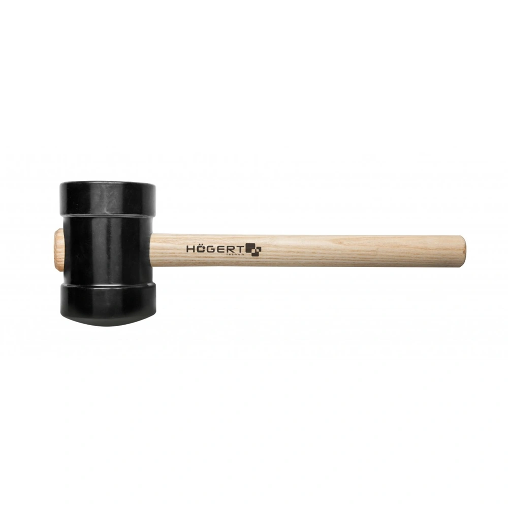 Gumikalapács fa nyéllel, 800g, fekete, sima és gömbölyű fejű, HÖGERT HT3B045  / RENDELÉSRE