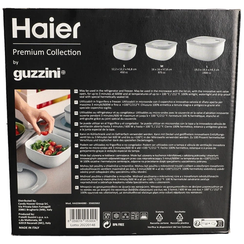 HAIER Premium Collection tárolóedény 3 db-os szett / RENDELÉSRE