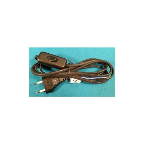 Hálózati kábel kapcsolóval kéteres 2x0,75 2 m fekete  S09272 (UVK028) /RENDELÉSRE