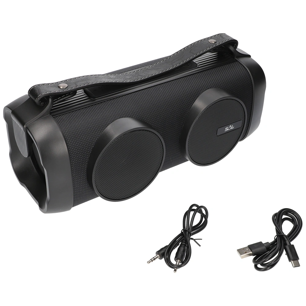 Hordozható bluetoothos hangszóró, IPX4 vízvédett, USB, beépített akkumulátor, Boom-Box, SAL BT 3000