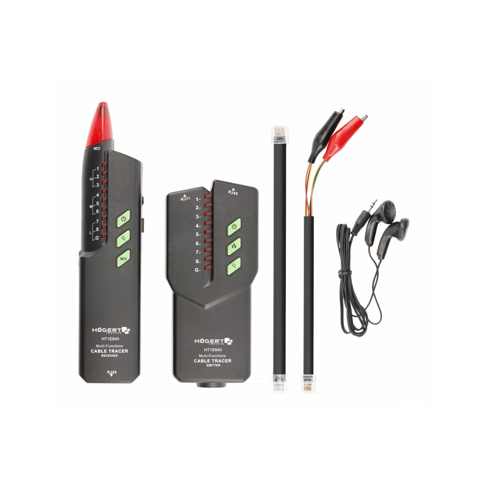 Kábelteszter, RJ11, RJ45, zseblámpa, NCV , HÖGERT HT1E640  / RENDELÉSRE