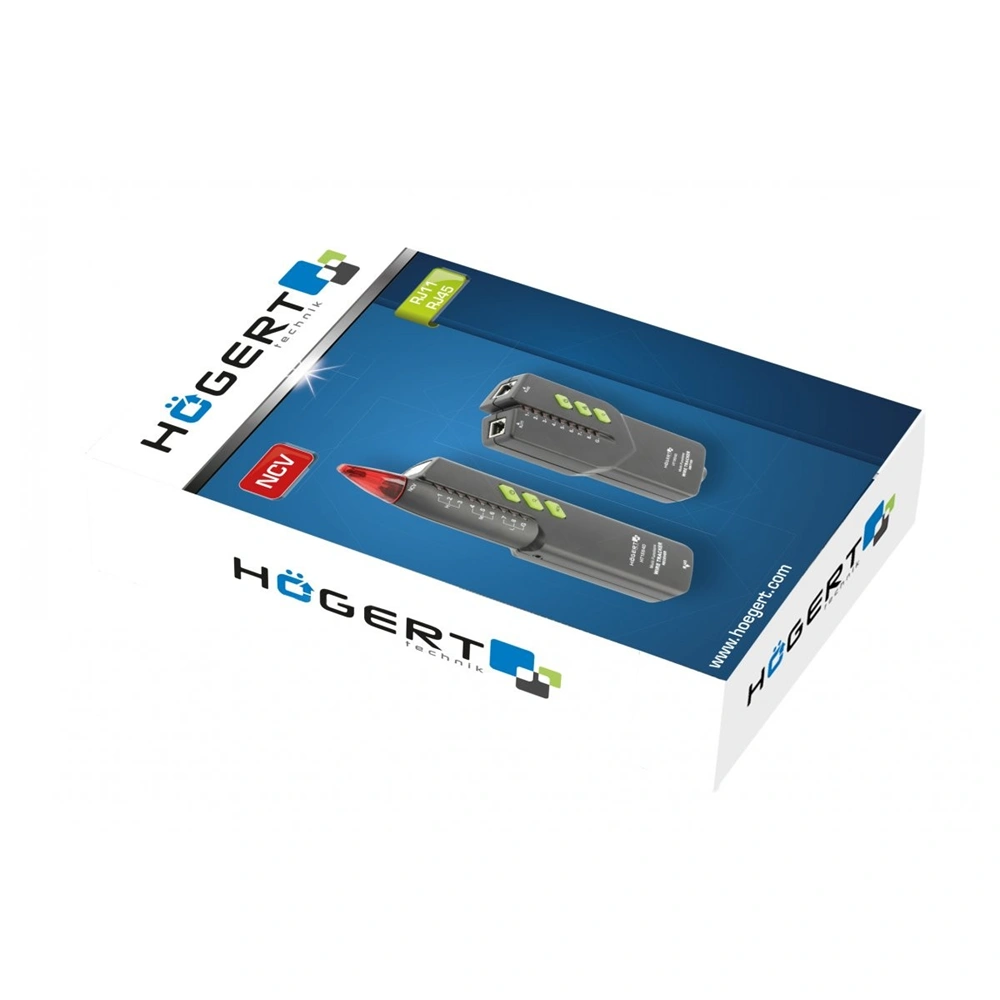 Kábelteszter, RJ11, RJ45, zseblámpa, NCV , HÖGERT HT1E640  / RENDELÉSRE