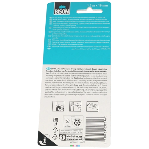 Kétoldalú ragasztószalag 1,5m BISON