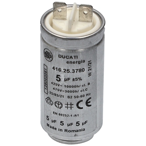 Kondenzátor 5uF üzemi, fém (eredeti) ELECTROLUX szárítógép