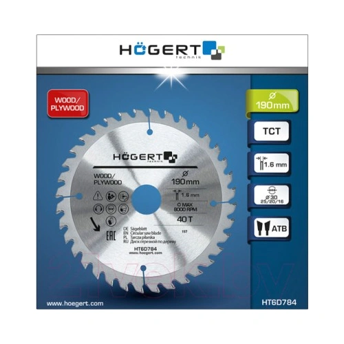 Körfűrészlap fához,  190x30  mm 40 fogas , HÖGERT HT6D784  / RENDELÉSRE