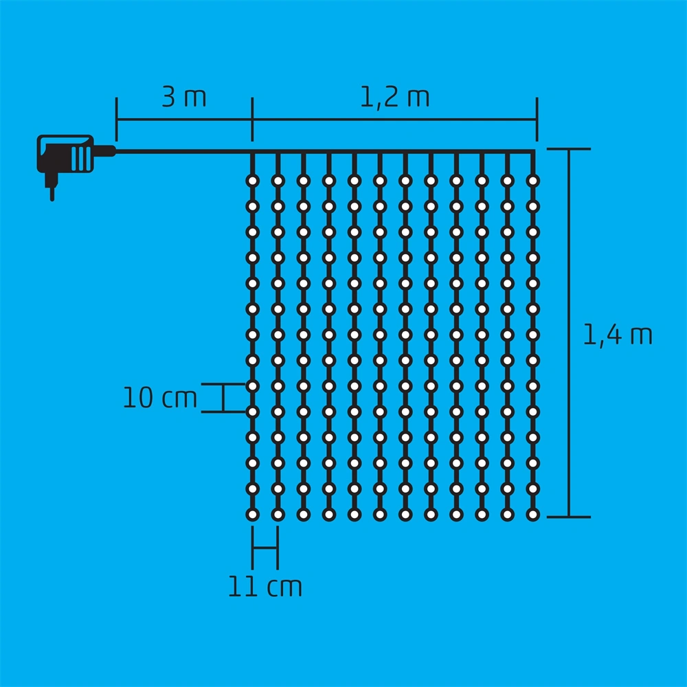 LED-es fényfüggöny, 100 db LED, 220x0,55 cm , hidegfehér, 8 program, IP44, / RENDELÉSRE LED-es fényfüggöny, 100 db LED, 220x0,55 cm , hidegfehér, 8 program, IP44, / RENDELÉSRE