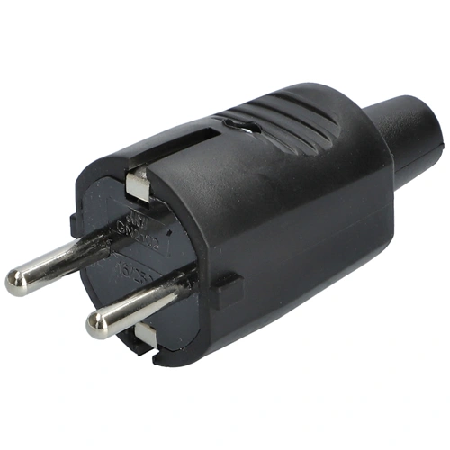 Lengő dugvilla, földelt, fekete, egyenes kivezetés, gumírozott (univerzális) : NGD01