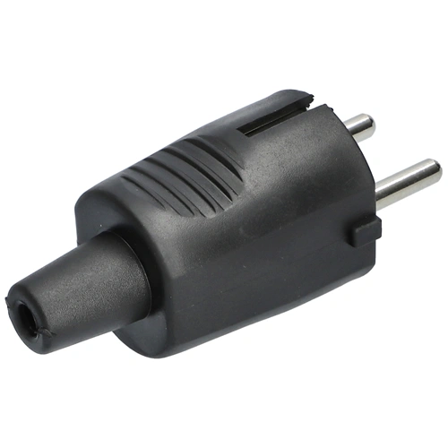 Lengő dugvilla, földelt, fekete, egyenes kivezetés, gumírozott (univerzális) : NGD01