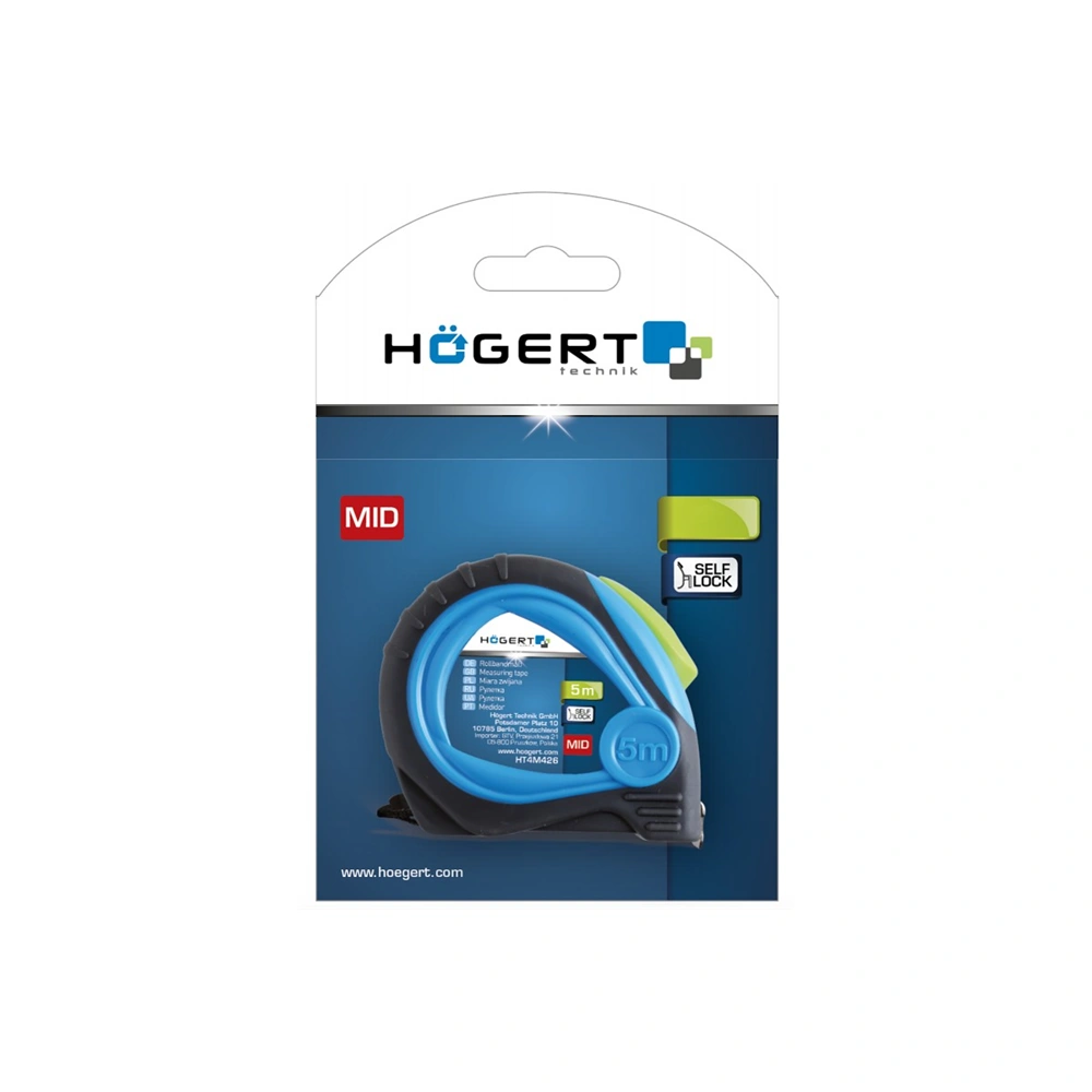 Mérőszalag, mágneses, záras, nylon bevonat, MID tanúsítvány, 5 m x 25  mm, HÖGERT HT4M426