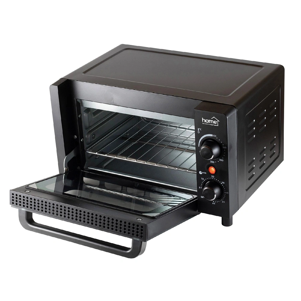 Mini sütő, fekete, 9l, 1050W, max. 230 °C, dupla üvegezésű ajtó, HOME HG MS 10 / RENDELÉSRE