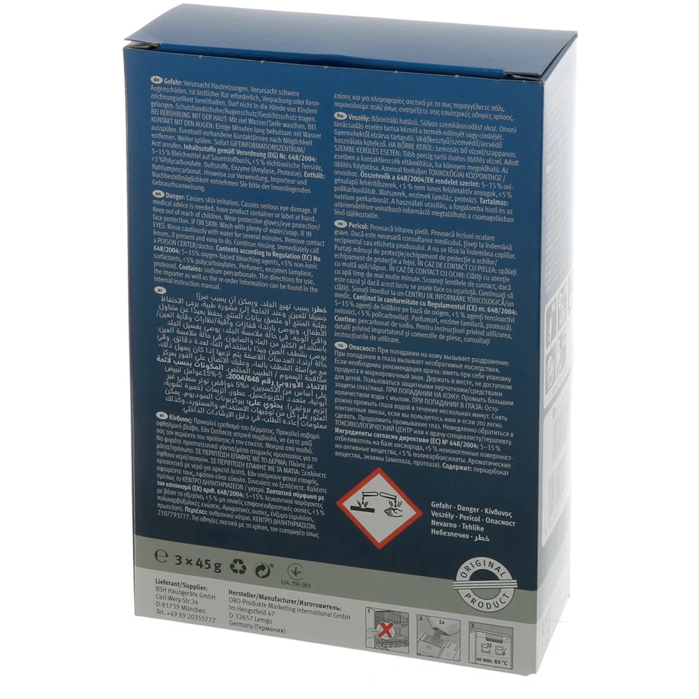 Mosogatógép tisztítópor 3x45g (eredeti) BOSCH mosogatógép