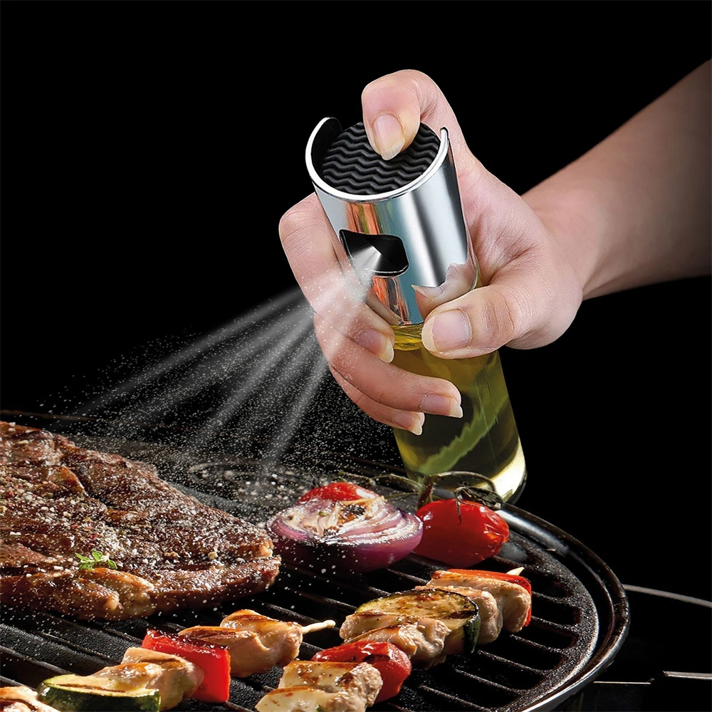 Olaj és ecet permetező spray, 100 ml, rozsdamentes acél