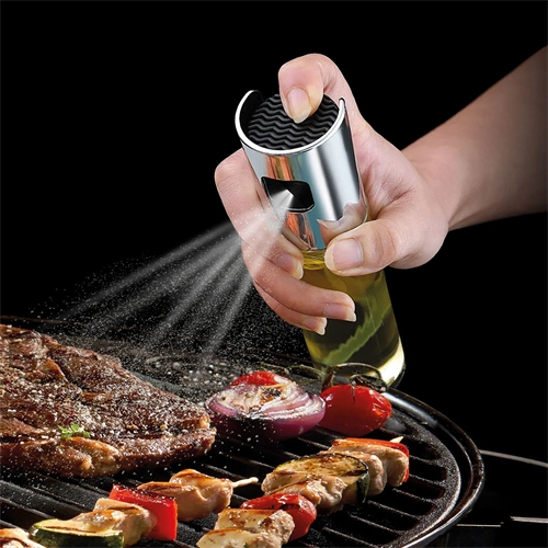Olaj és ecet permetező spray, 100 ml, rozsdamentes acél