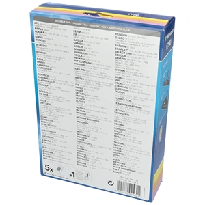 Porzsák, mikroszálas 5db+szűrő MENALUX 1750 T210 (univerzális)  TESCO VC207/208, ORION, PROGRESS, MOULINEX, porszívó