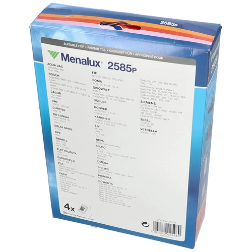 Porzsák, papír 4db-os MENALUX 2585P (univerzális) BOSCH-SIEMENS,ROWENTA,KARCHER,HOOVER,ETA,DELONGHI takarítógép PPO4023