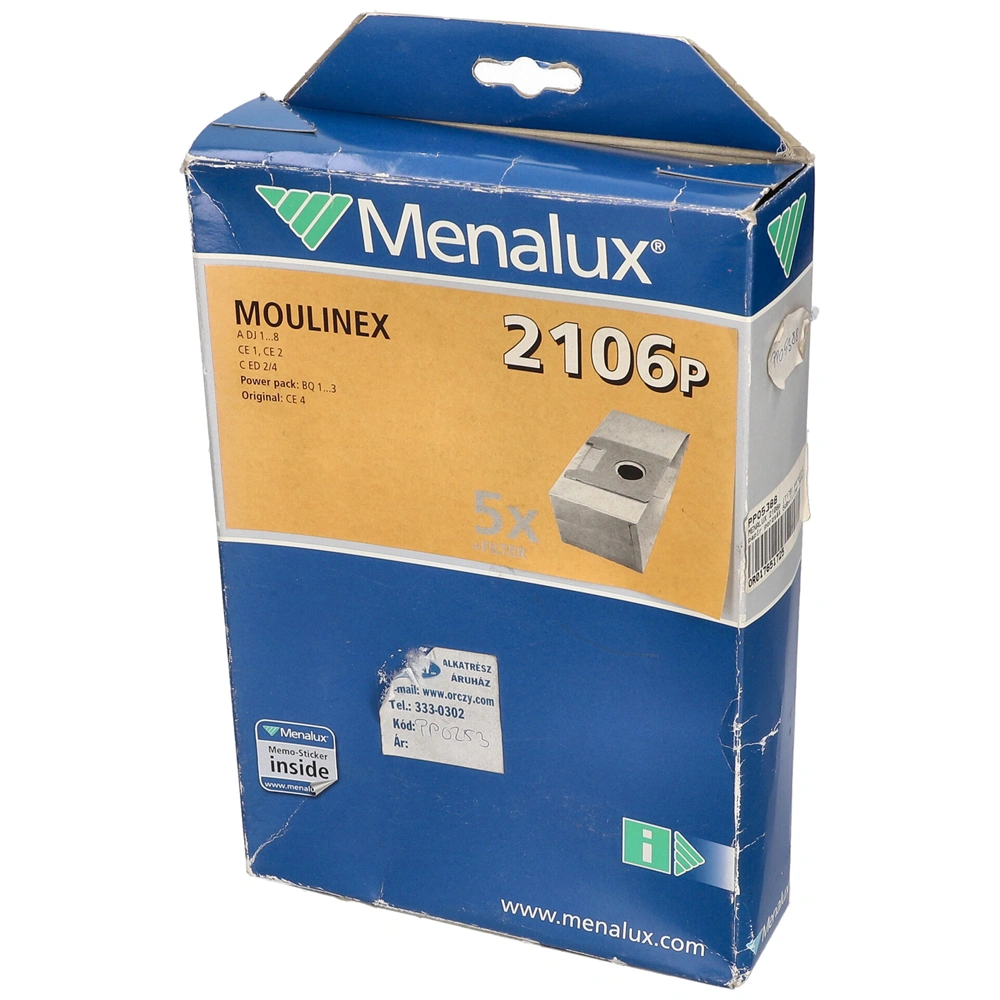 Porzsák papír, 5db+szűrő MENALUX 2106p T178 (univerzális) MOULINEX porszívó 