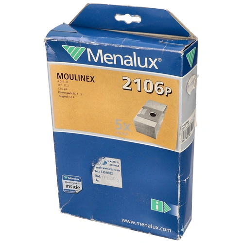 Porzsák papír, 5db+szűrő MENALUX 2106p T178 (univerzális) MOULINEX porszívó 