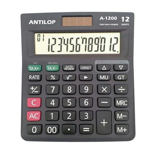 Számológép asztali 12 számjegy nagy, döntött kijelző Antilop A-1200