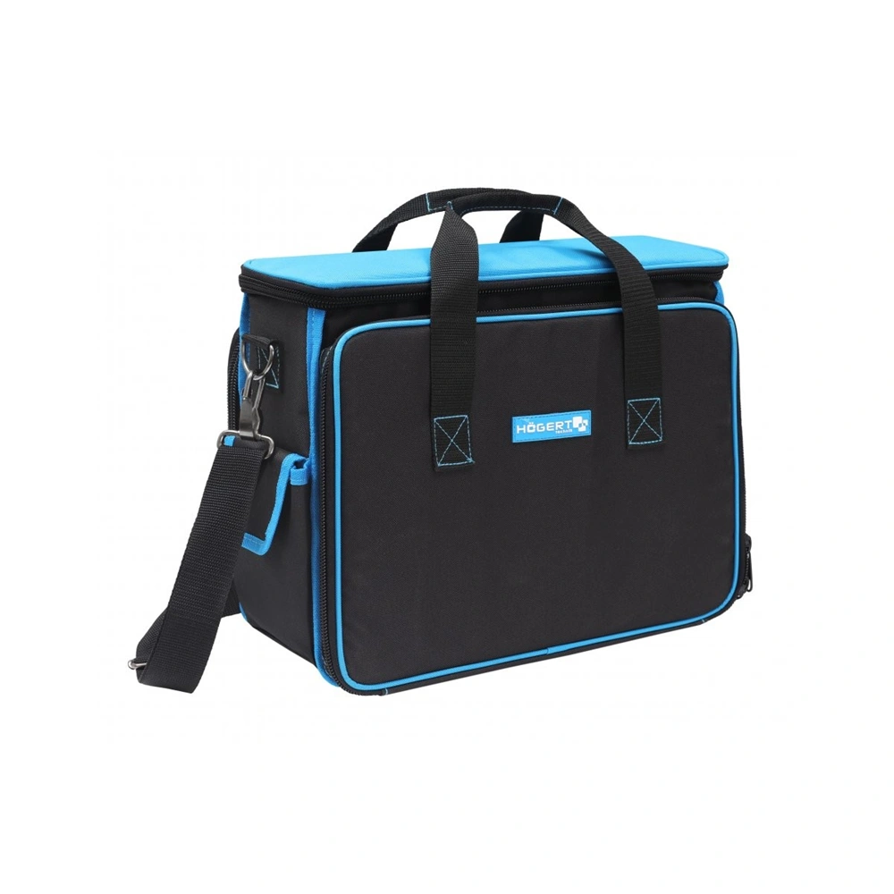 Szerszámostáska, erősített anyag, 3 cipzáras rekesz, 29 zseb, 40 x 19 x 30 cm, HÖGERT HT7G215