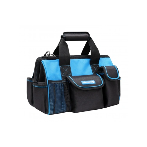 Szerszámostáska, erősített textil anyag, 8 belső és 17 külső zseb, 5 láb, 39 x 21.5 x 27 cm, HÖGERT HT7G201