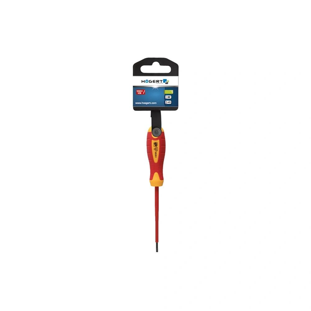 Szigetelt csavarhúzó, lapos fejű, mágneses, SL4 x 100  mm szár, 1000V , HÖGERT HT1S904