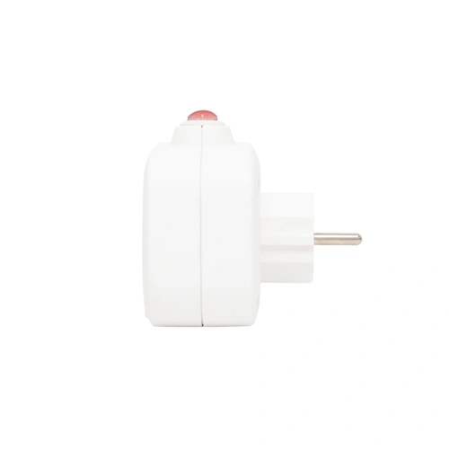 T-alakú hálózati földelt elosztó, 3 kapcsolóval, gyerekvédelem, IP20, 16A, 3680W, fehér, HOME  TPF 3K