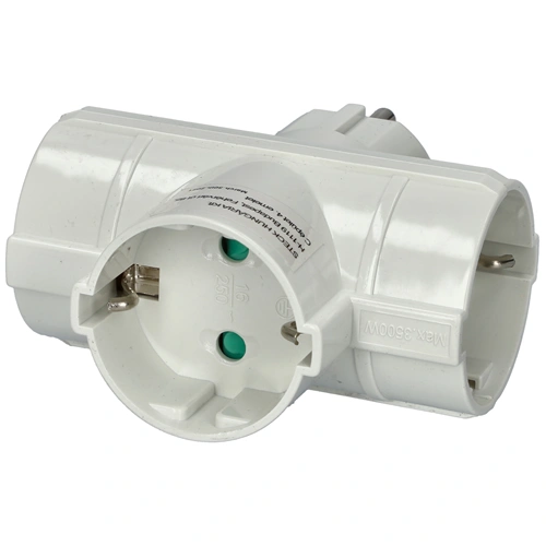 T-dugó, földelt, fehér (TDF-16, P00242)