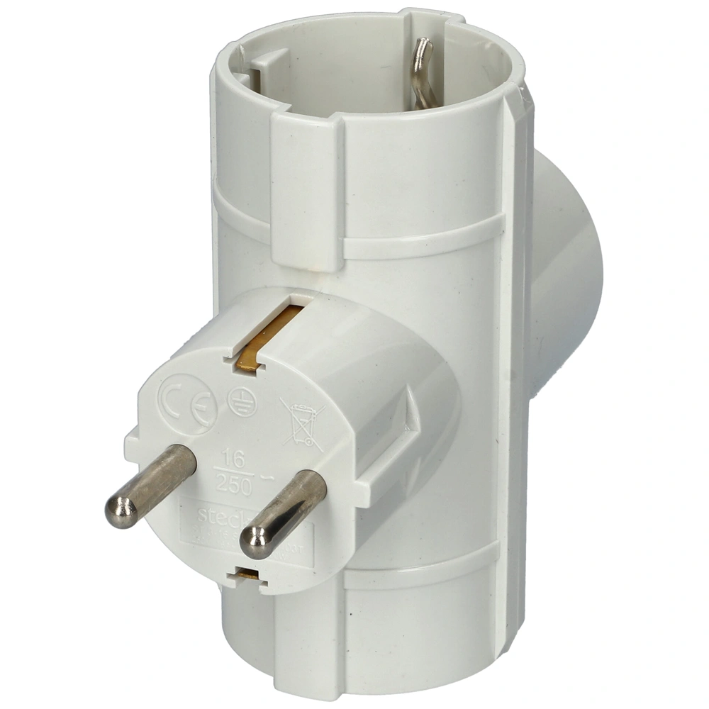 T-dugó, földelt, fehér (TDF-16, P00242)