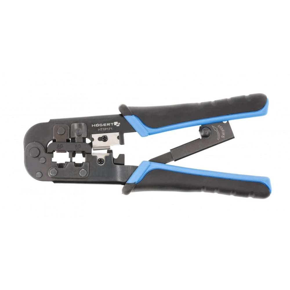 Telefoncsatlakozó prés, krimpelő, 6P, 8P, RJ45, RJ11, RJ12, 137  mm , HÖGERT HT1P171