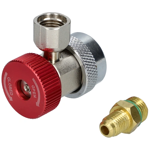 Töltő csatlakozó autóklíma R134a M12x1,5 HP (piros) EGYSZERŰ, átalakítóval / RENDELÉSRE