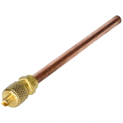 Töltőcső + szelep 10 cm csővel D=6,3 mm (univerzális) hűtőgép