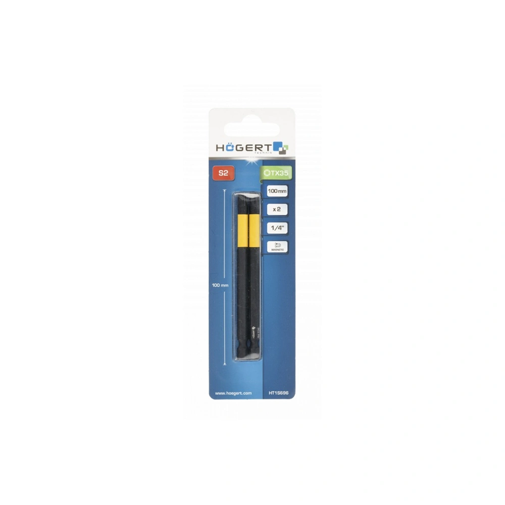 Torx bitfej, TX35, 100mm, 2db/csomag, ütvecsavarozóhoz, HÖGERT HT1S696