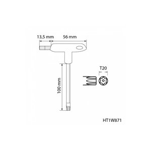 Torx furatos kulcs, TT20, nyeles, hosszított, HÖGERT HT1W871