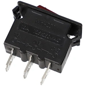 10A/250V, 32x15/23x12mm Billenőkapcsoló reset/off, piros (univerzális)