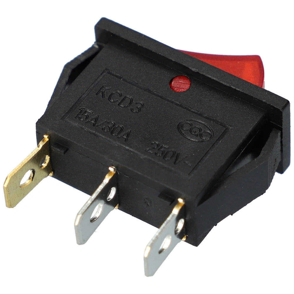 15A/250V, 30x13 / 28,5x10,5 mm Billenőkapcsoló, piros, számos, keskeny