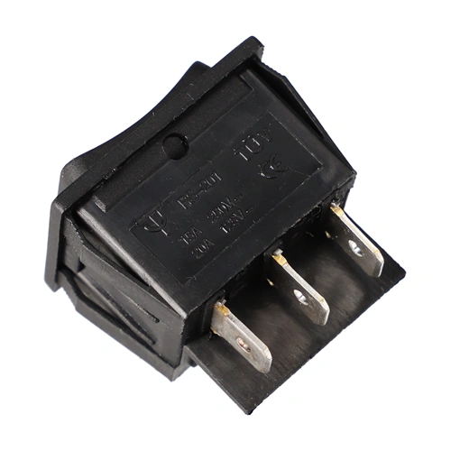 15A/250V 34x25/28x22mm Pillanatkapcsoló, fekete, 3 állású, 6 pólusú (univerzális)