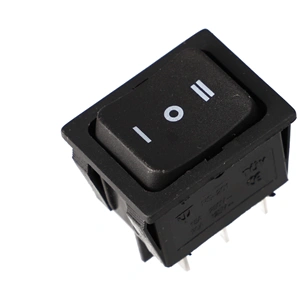 15A/250V 34x25/28x22mm Pillanatkapcsoló, fekete, 3 állású, 6 pólusú (univerzális)