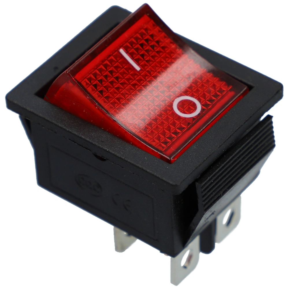 15A/250V AC, 31x25,5 / 28x21 mm  Billenőkapcsoló, piros, számos, nagy, szögletes