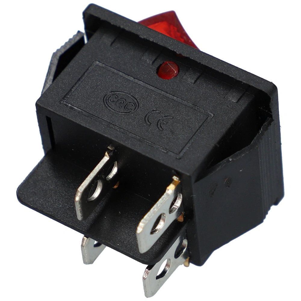 15A/250V AC, 31x25,5 / 28x21 mm  Billenőkapcsoló, piros, számos, nagy, szögletes