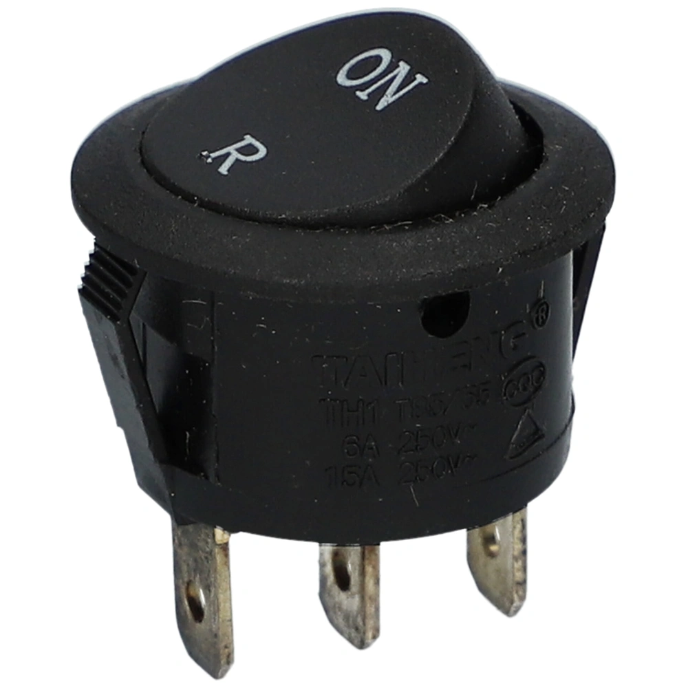 15A/250V Billenőkapcsoló, on-off, fekete, kerek (eredeti) DYRAS, ORION húsdaráló / RENDELÉSRE