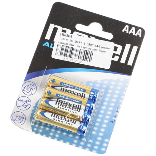 1.5V tartós MAXELL LR03 AAA (mikro ceruza) 4db-os csomag bliszterben