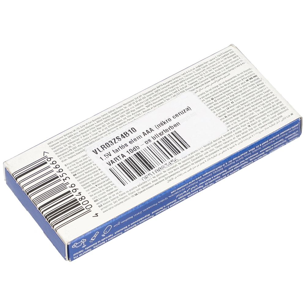 1,5V tartós elem AAA (mikro ceruza) VARTA 10 db-os bliszterben