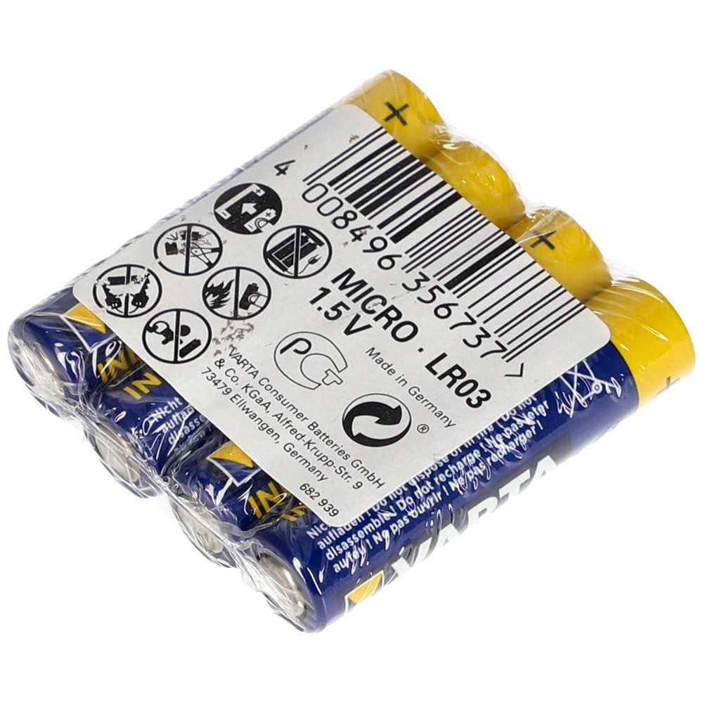 1,5V tartós elem AAA (mikro ceruza) VARTA 4db-os zsugorfólia
